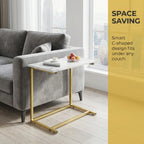 C Shaped End Table 27 Inches High, Side Table for Couch Slide Under, C Table Sofa Side End Table for Living Room