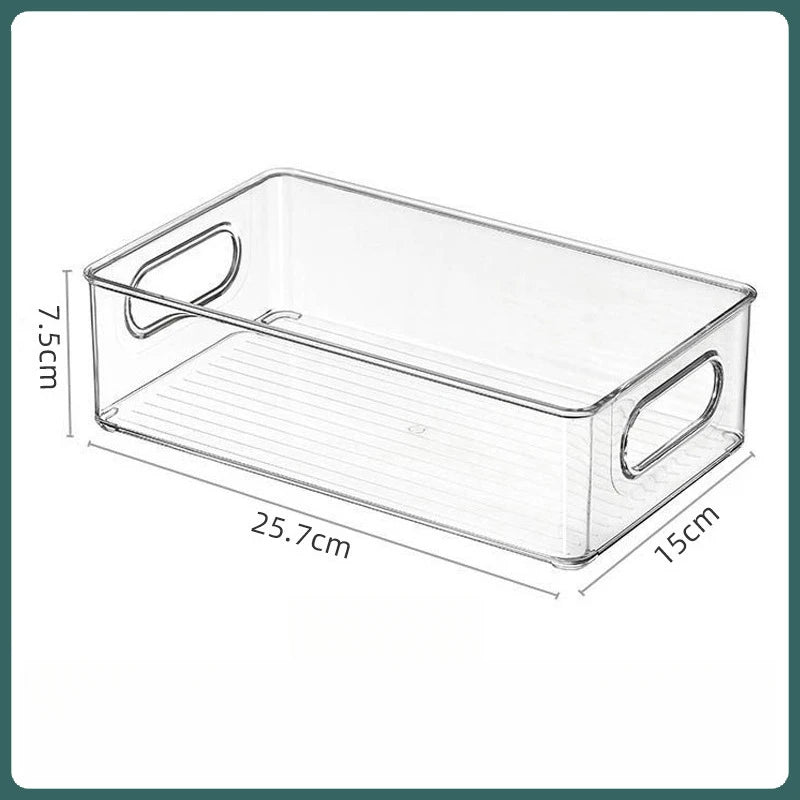 1/2/3Pcs Clear Pantry Storage Bins with Handles ，Stackable Refrigerator Organizer， Organizer Bins for Cabinets or Fridge