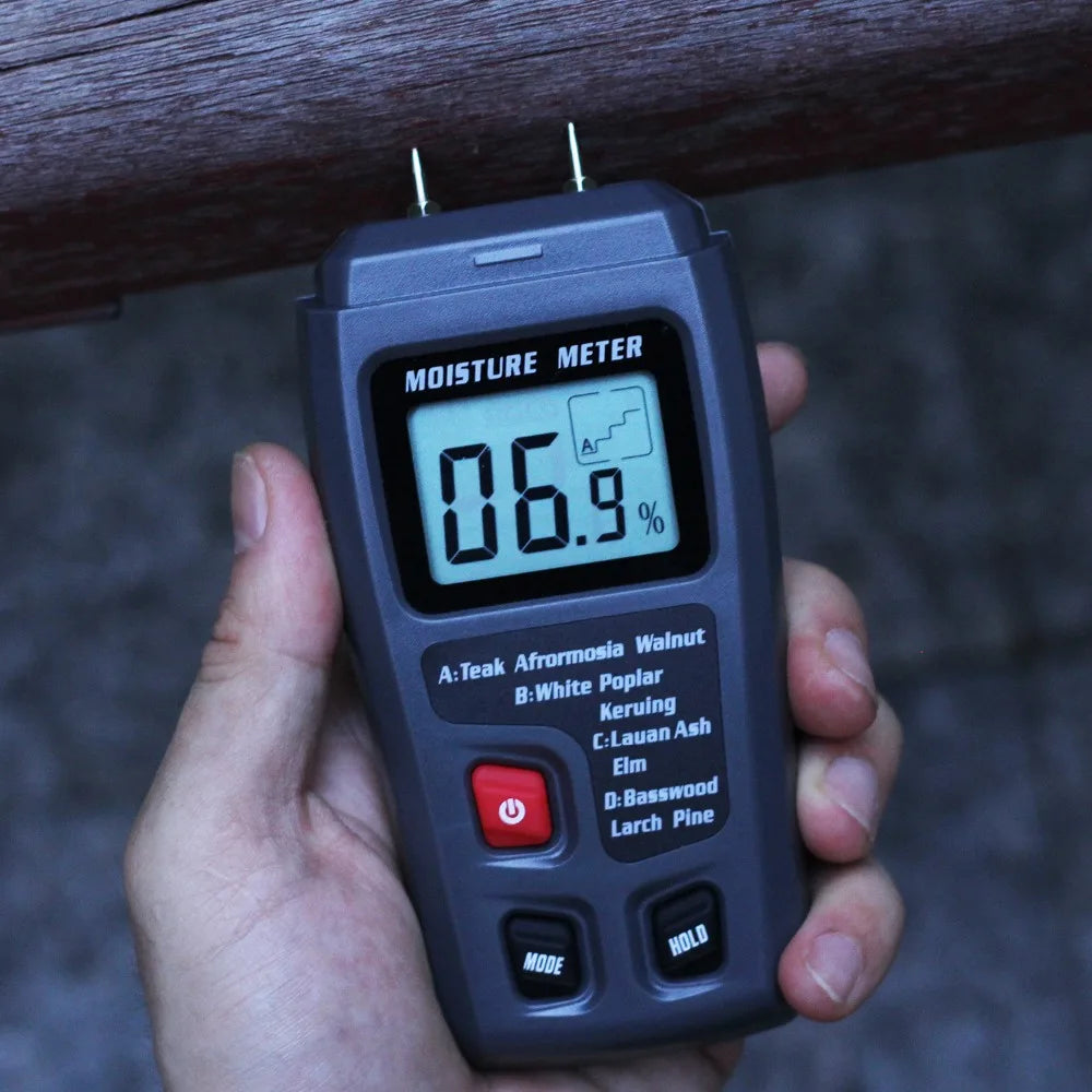 BSIDE Digital Wood Moisture Meter Professional Timber Damp Tester Handheld Hygrometer Lumber Detector EMT01 with HD LCD Display