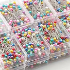 100Pcs Fashion Sewing Needles Colored Glass/Ceramics Head Bead Pin Stitch Knitting Needles Sewing Fixed DIY Safety Pin