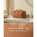 Travel Makeup Bag with Double Zipper Large Capacity Cosmetic Organizer with Handle, Portable Toiletry Storage for Women