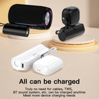 Mini portable 5000mAh power bank with built-in cable charging port, built-in LED lighting lamp, and built-in stand function