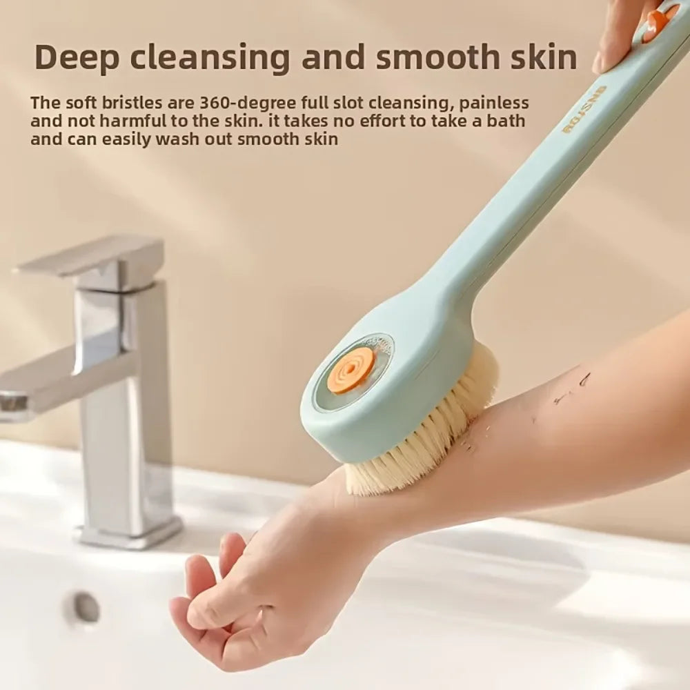 1pc Liquid Filled Soft Long Handle Hair Bath Brush, with A Back Rubbing Tool and A Long Handle for Showering Bath Accessories