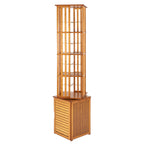 6-Tier Corner Bamboo Book Shelf Waterproof 360° Rotating Storage Display Rack Floor Standing Bookcase Shutter Door Design for Living Room Study Room Office,37*37*172cm