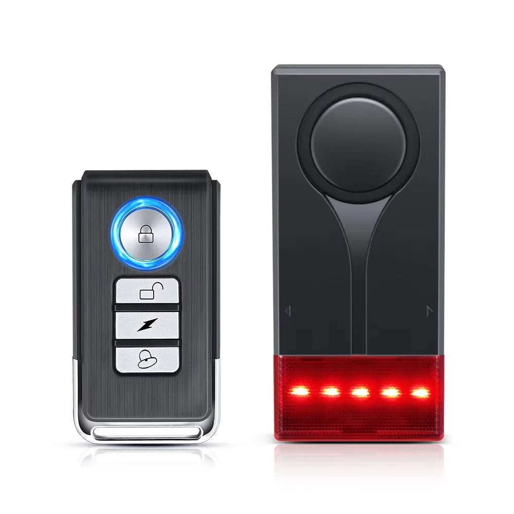Wireless Car Vibration Burglar Alarm With Light 108dB Loud Car Door And Window Anti Theft Alarm Bike Motorcycle Security Alarm