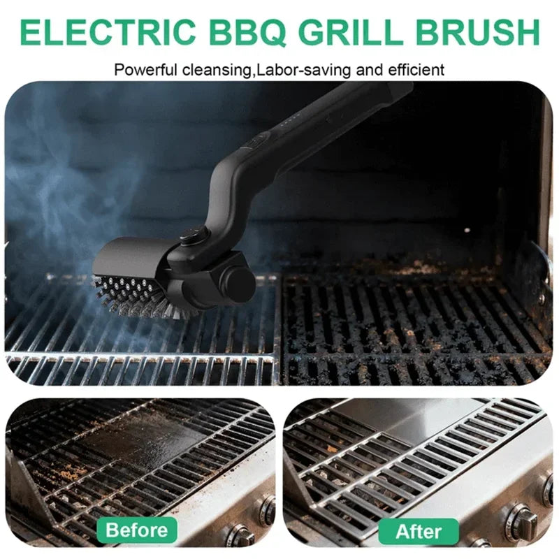 Electric BBQ Cleaning Brush, Rotating BBQ Cleaning Tool, 3 Speed Settings, 2600mAh, Suitable for Outdoor BBQ Grills, Steam BBQ Cleaning Brush Accessories