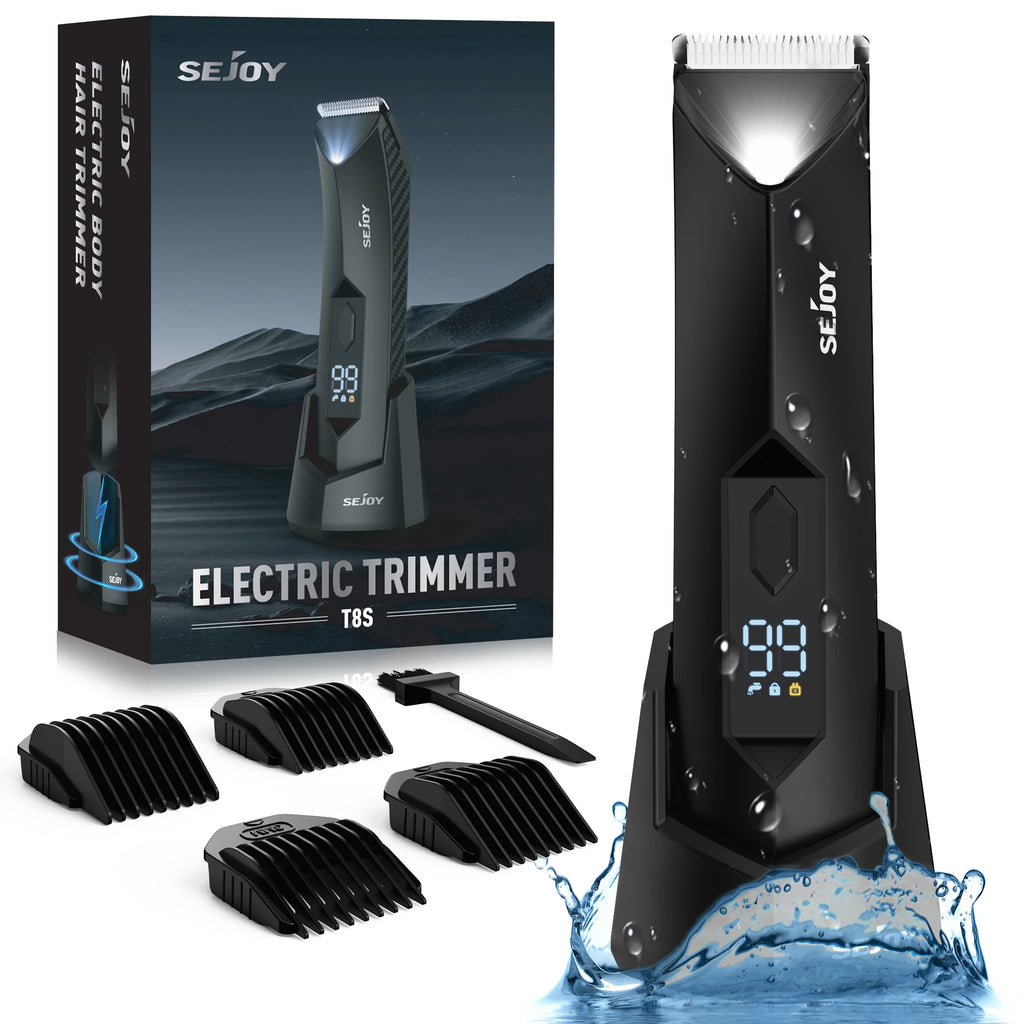 SEJOY Body Pubic Hair Trimmer for Men With Standing Recharge Dock,Balls Women Lady Shaver Hair Removal Bikini Trimmer