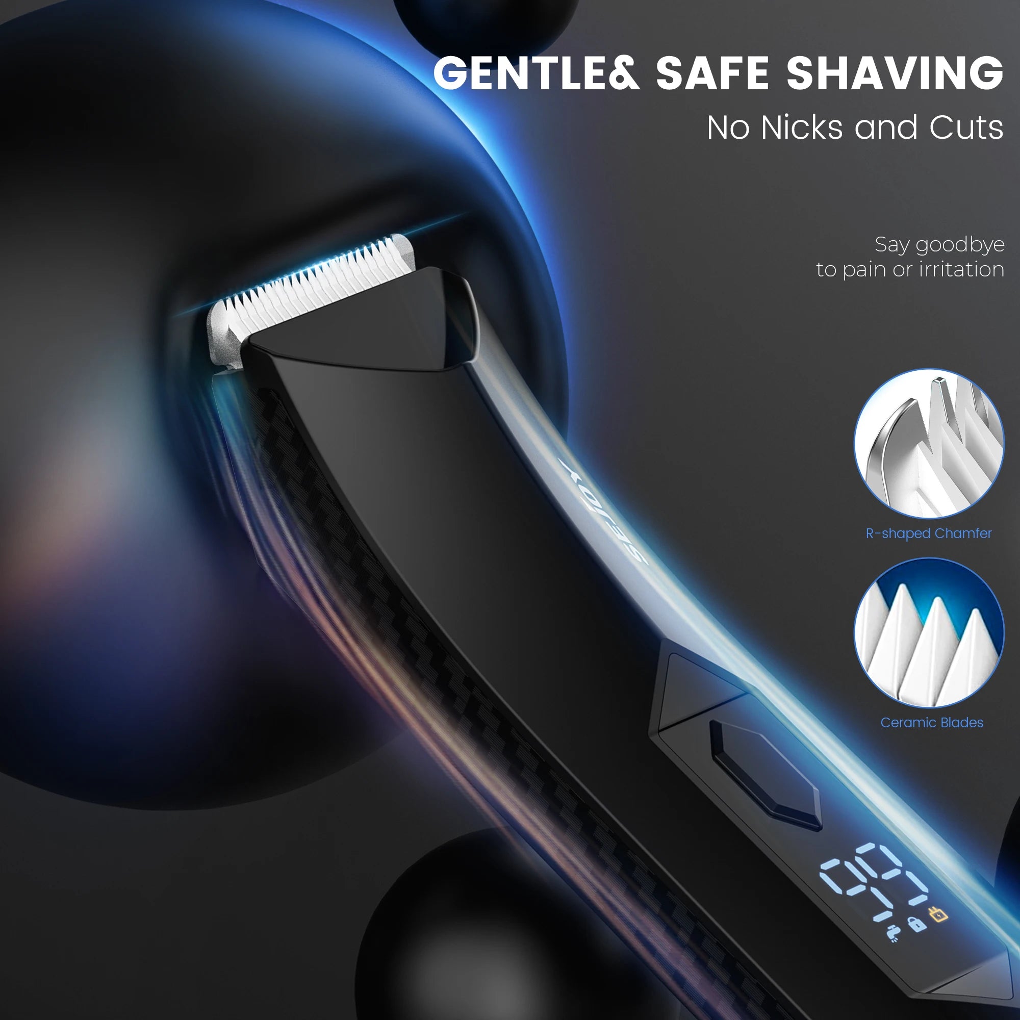 SEJOY Body Pubic Hair Trimmer for Men With Standing Recharge Dock,Balls Women Lady Shaver Hair Removal Bikini Trimmer