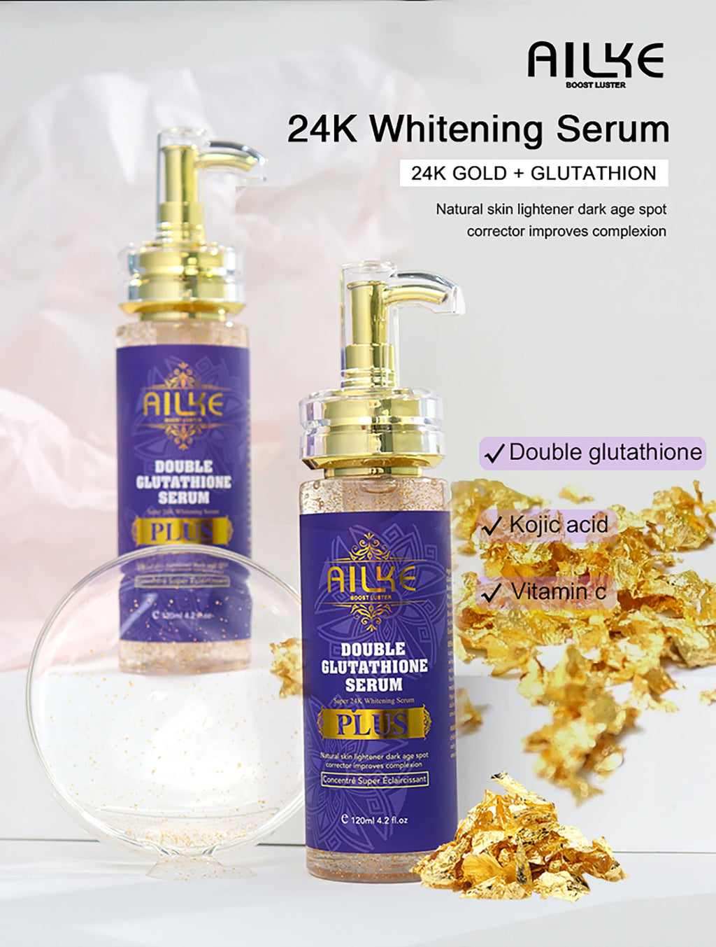 AILKE Anti-Black Spots Serum, Brightening Essence for an Even & Radiant Complexion, Reduce Freckles, Pigmentation, 120 ml