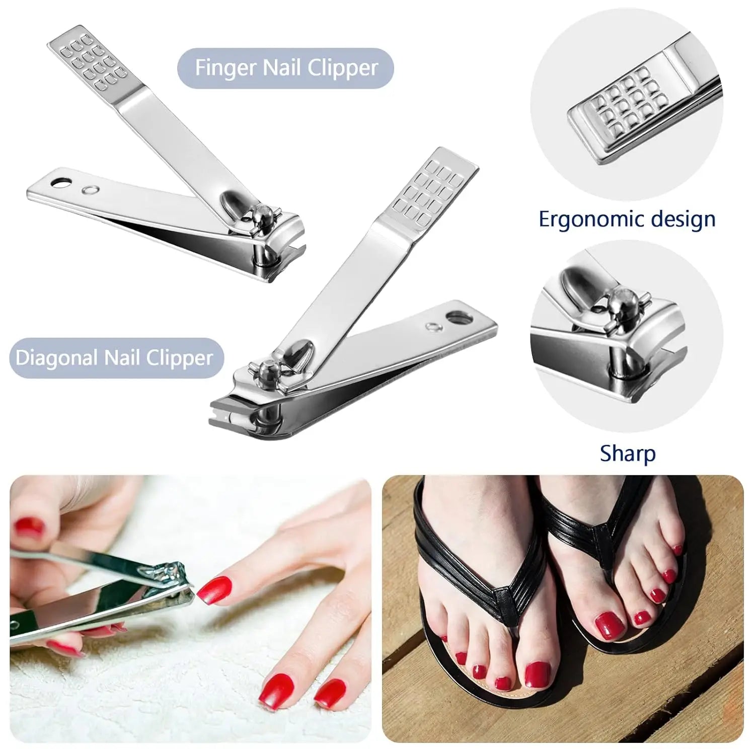Complete Nail Tool Set 1 Units, 8 Essential Tools per Kit, Sharp Blades & Safe Handles, Easy to Carry in Pocket or Bag