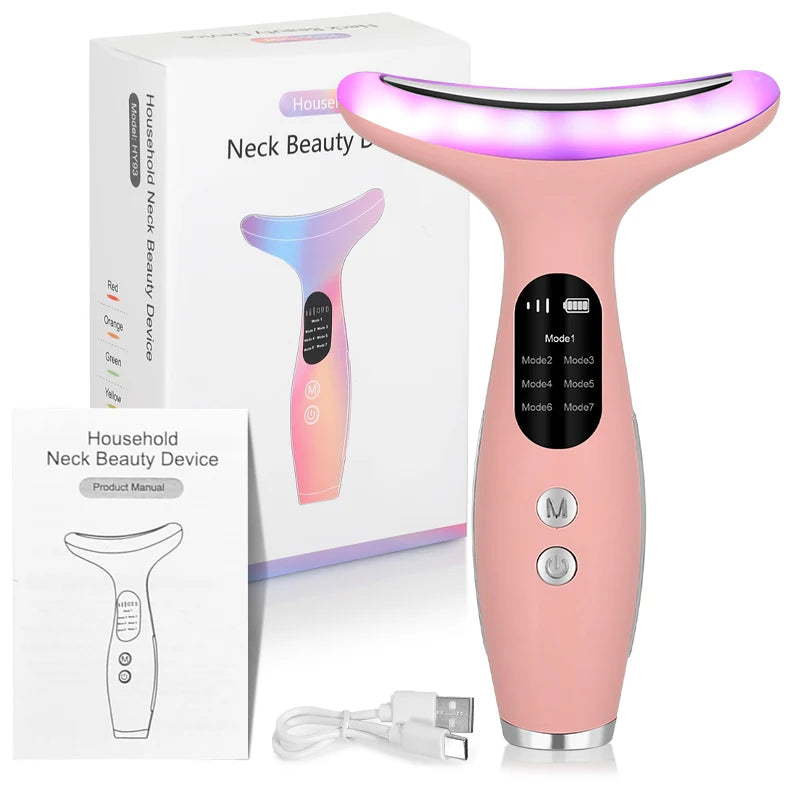 7Color Neck Face Massager Facial Massager Tool for Skin Care at HomeVibrating Face Massager with ThermalsGalvanic Machines Black