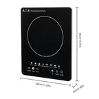 750W Electric Induction Cooker Glass PP Body 8 Presets Temp Adjustable for Dorm RV Home Restaurant & Hot Pot Use