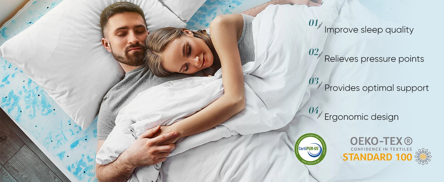 JHK 2-3 Inch Memory Foam Mattress Topper Queen Size Thick Gel  Cooling Mattress Soft and Breathable Bed Topper Bedroom Furniture
