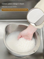 Rice Vegetable Washing Basket Strainer Stainless Steel Bowl Tray Wash Basin Accessories Drain Basket for Kitchen