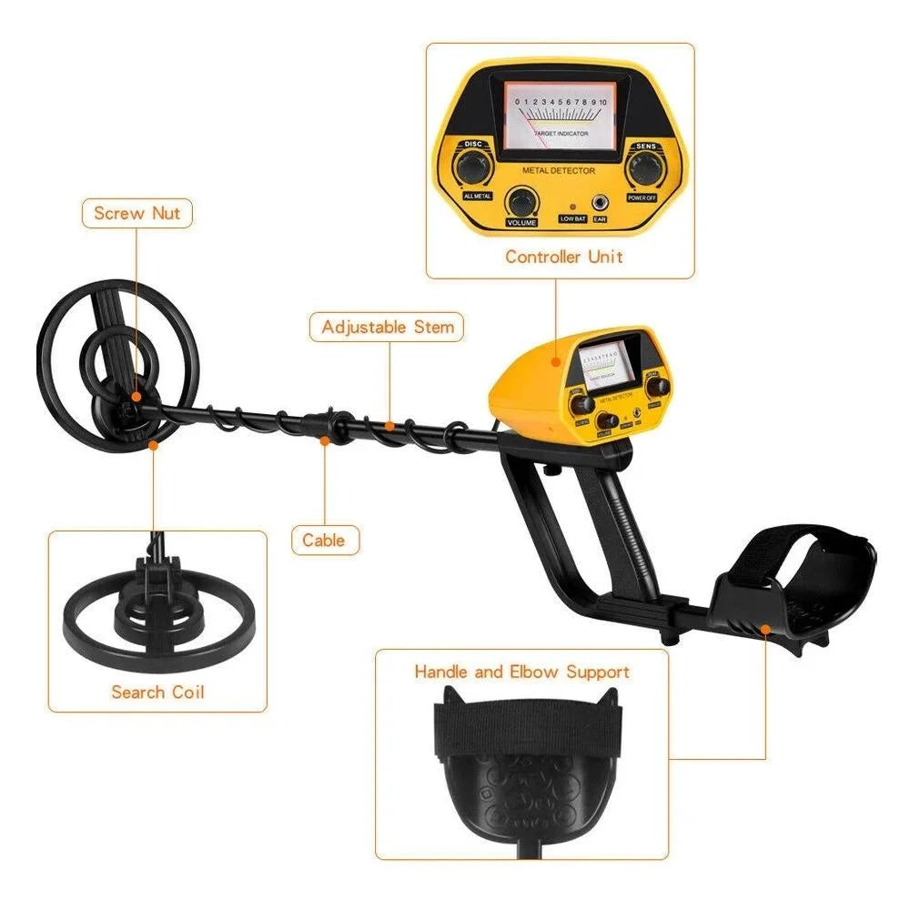 Professional Underground Metal Detector For Adults Waterproof Search Coil High Sensitivity Gold Silver Coin Treasure Hunter Adjustable Length Stem LCD Display Disc Mode Outdoor Beach Garden Archaeological Metal Detecting Equi