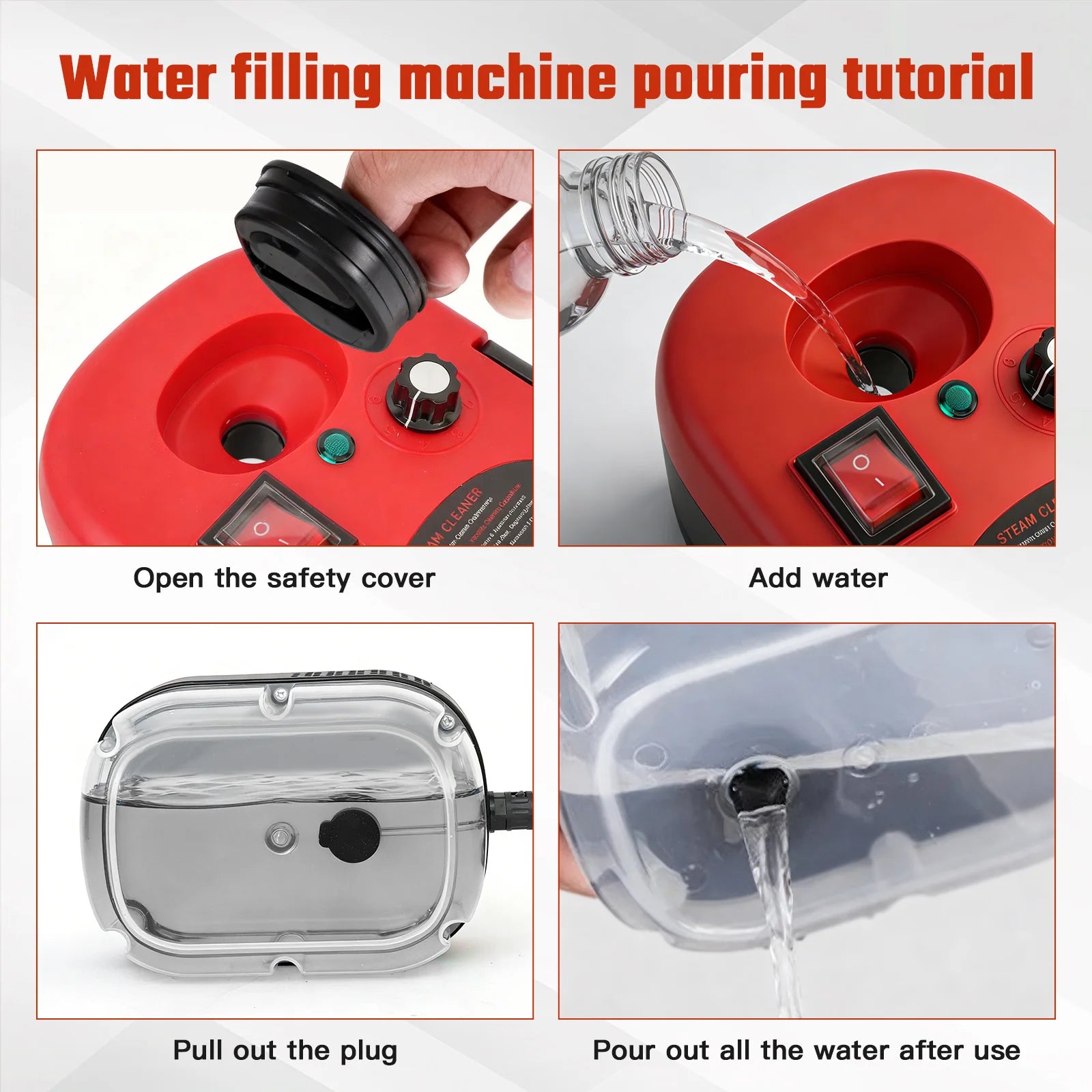 Portable Steam Cleaner 2500W 1200ML Handheld Air Conditioner Kitchen Hood High-Temperature 105°C Adjustable 6 Levels 20 Accessories Car Cleaning Machine Home Appliances
