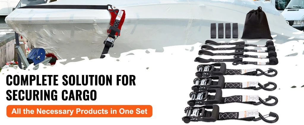SucceBuy 4pcs Trailer Ratchet Tie Down Straps with Padded Handles Hook Brake Binding Belt for Moving Securing Cargo Motorcycle