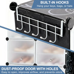 JHK 6-Tier Plastic Stackable Shoe Storage Cabinet with Door Multilayer Shoe Shelves Organize for Space Saving Cabinet Home