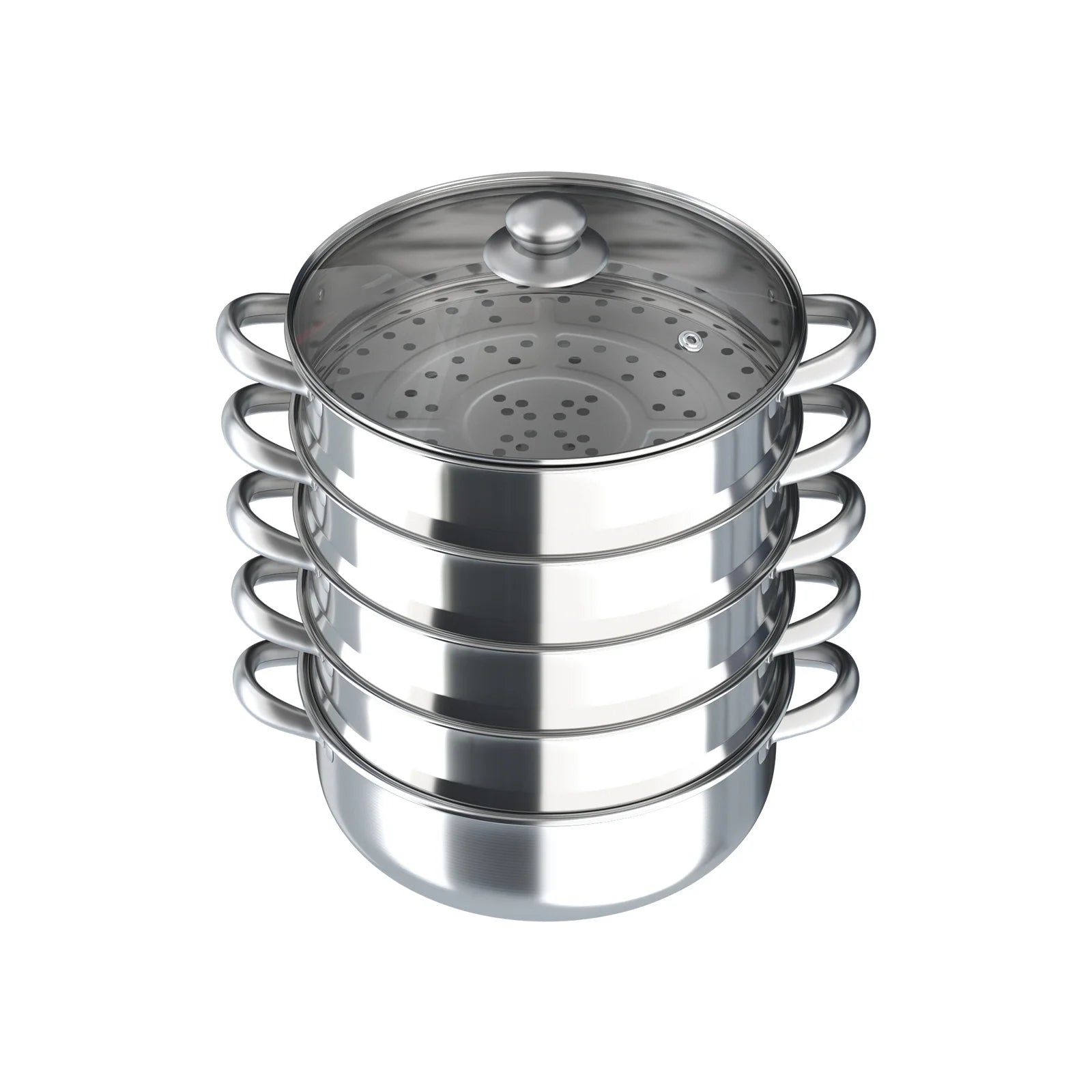 5-Tier Stainless Steel Steamer Cookware Cooking Pot Tier 4 Steaming Grids 1 Cooking Pot 28cm/30cm/26cm Steamer Pot