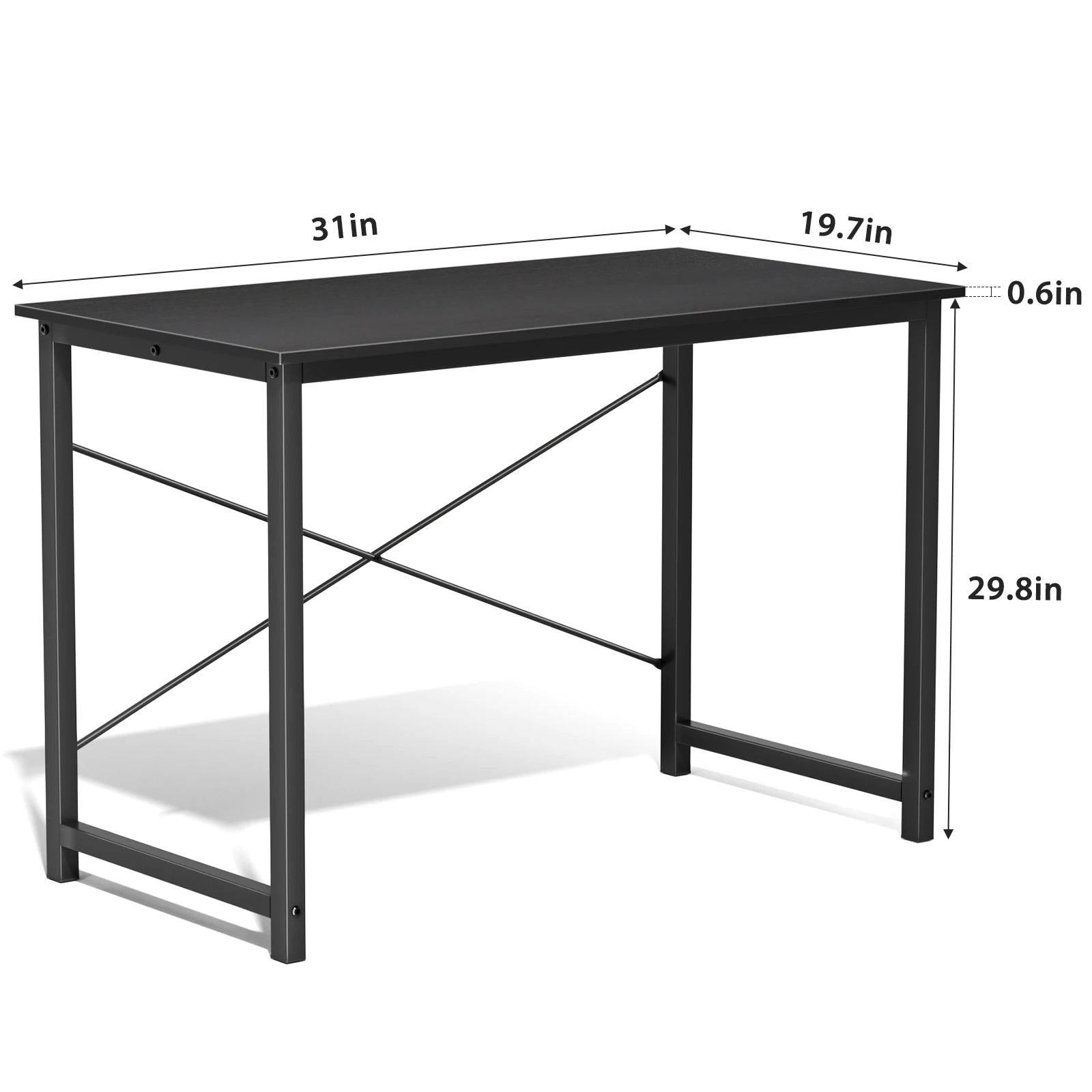JHK Computer Office Desk Writing Study Office Gaming Table Modern Simple Style Compact Metal Frame Wood Tabletop Easy Assembly