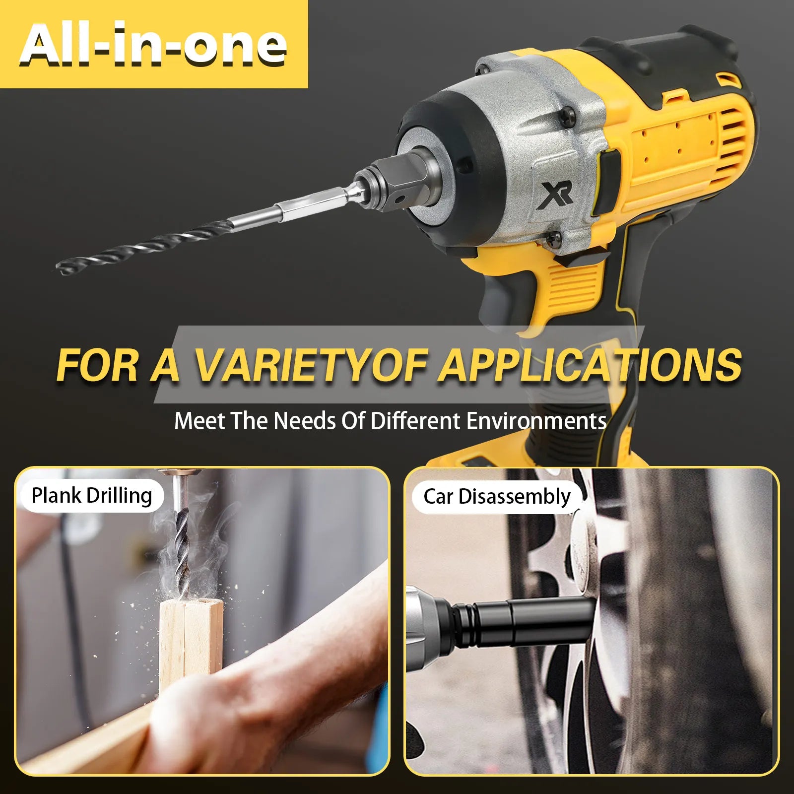 1/2 Inch Electric Wrench Cordless Impact Driver 20V Powerful Brushless 280 ft-lbs (380N.m) with 3.0Ah Battery and Charger
