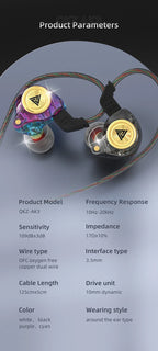 QKZ AK3 FiLe Wired Earphone with Microphone HiFi Music Monitor Bass Headphones Noise Cancelling Headset For Sport Gaming Earbuds