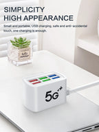 Fast USB Charger 6 in 1 Power Strip Desktop Charging Station Fast Charging 1m Cord USB HUB Adapter Socket for iPhone 16 Home