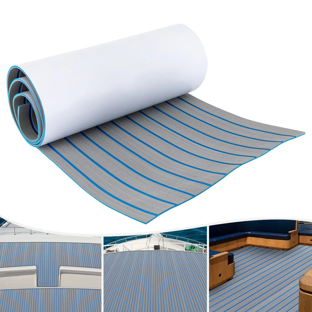 240*60cm/240*90cm EVA Foam Non-Slip Boat Deck Mat 6mm Thick Waterproof Marine Yacht Faux Teak Decking Sheet Flooring Carpet Pad