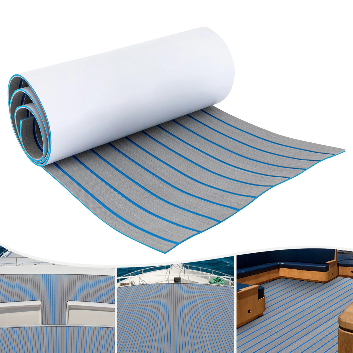 240*60cm/240*90cm EVA Foam Non-Slip Boat Deck Mat 6mm Thick Waterproof Marine Yacht Faux Teak Decking Sheet Flooring Carpet Pad