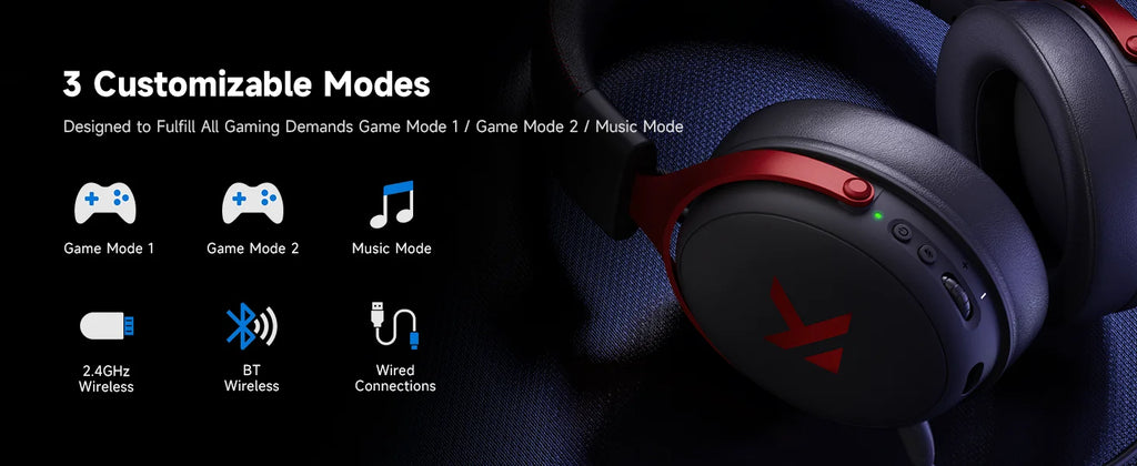 MCHOSE V9 Pro Wireless Gaming Headset 7.1Surround Sound Headphones Noise Canceling Mic Low Latency Lightweight for PS5 PC SWITCH