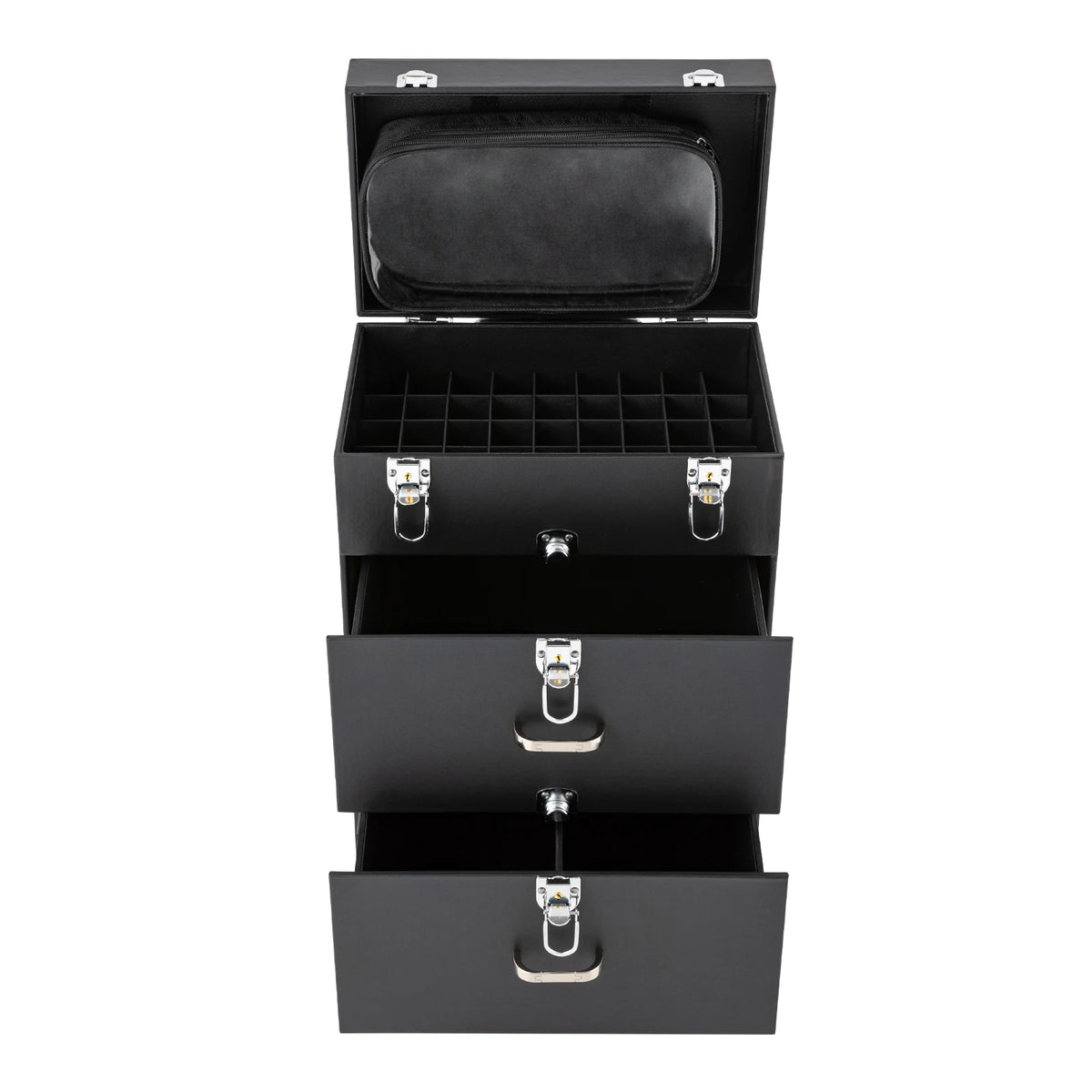 Rolling Makeup Train Case with Wheels, Professional Cosmetic Trolley Lockable Storage, 3-Layer Large Capacity Travel Organizer
