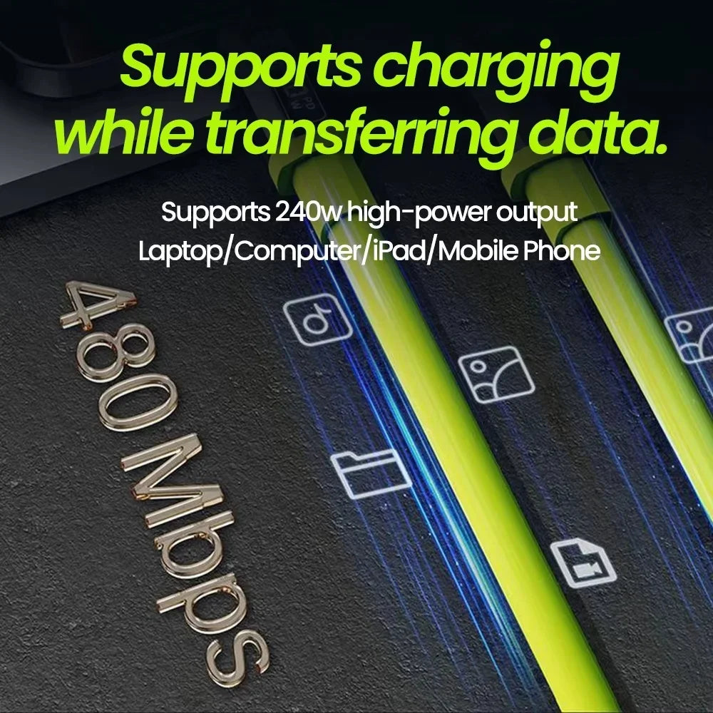 240W USB Type C To USB C Cable Fast Charging Charger Wire 0.3M 1M 1.5M 2M Type-C Charger Data Cord For iPhone 17 Xiaomi Samsung