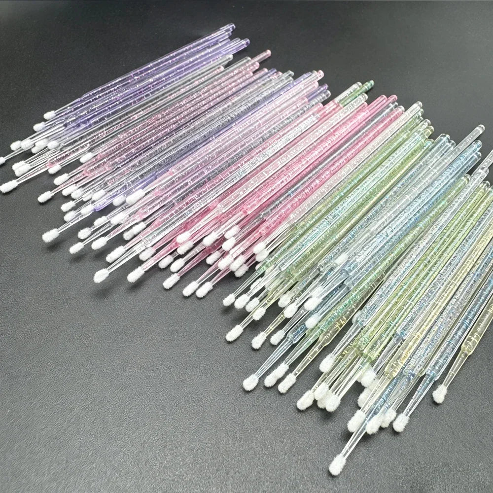 100PCS Crystal Micro Brush Disposable Lashes Removing Swab Mascara Wands Applicator Eyelash Extension Brushes Makeup Tools