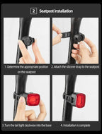 ROCKBROS Local Ship Bicycle Brake Light IPx6 Taillight Type-C Bike Tail Rear Light Auto LED Riding Warning Safe Cycling Light