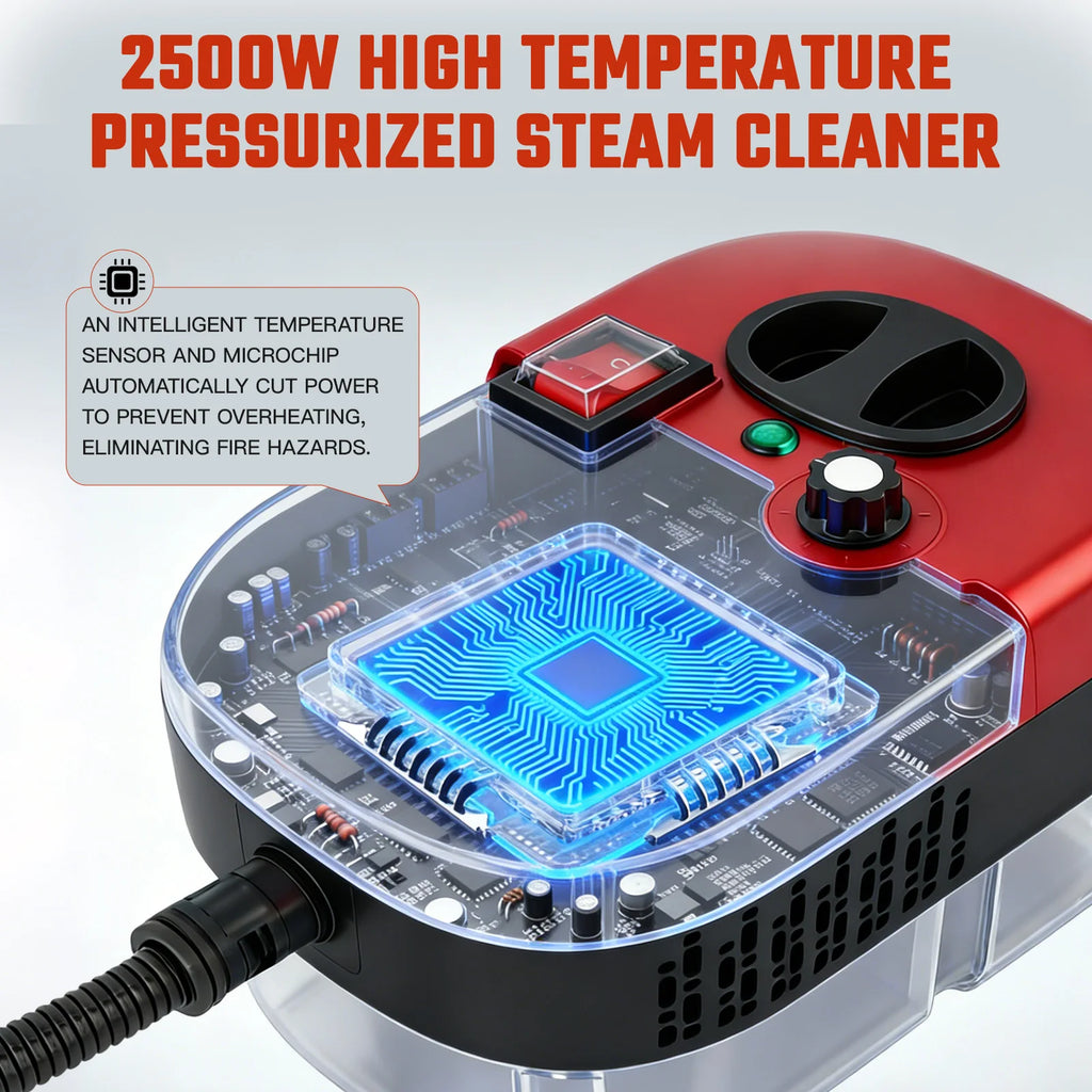 Portable Steam Cleaner 2500W 1200ML Handheld Air Conditioner Kitchen Hood High-Temperature 105°C Adjustable 6 Levels 20 Accessories Car Cleaning Machine Home Appliances