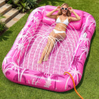 Inflatable Tanning Pool Lounger Float with Sprinkler, X-Large Pool Floats with Auto Spray Cooling, 6 in 1 Sunbathing Lounge Floatie Raft Toys, Blow Up Pool Tanning Bed for Adults Kids Gifts