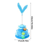 Pattern Feather Cat Toy, Three-layer Rotating Tower with Ball, Indoor Cat Interactive Fun&Christmas, New Year Pet Toys