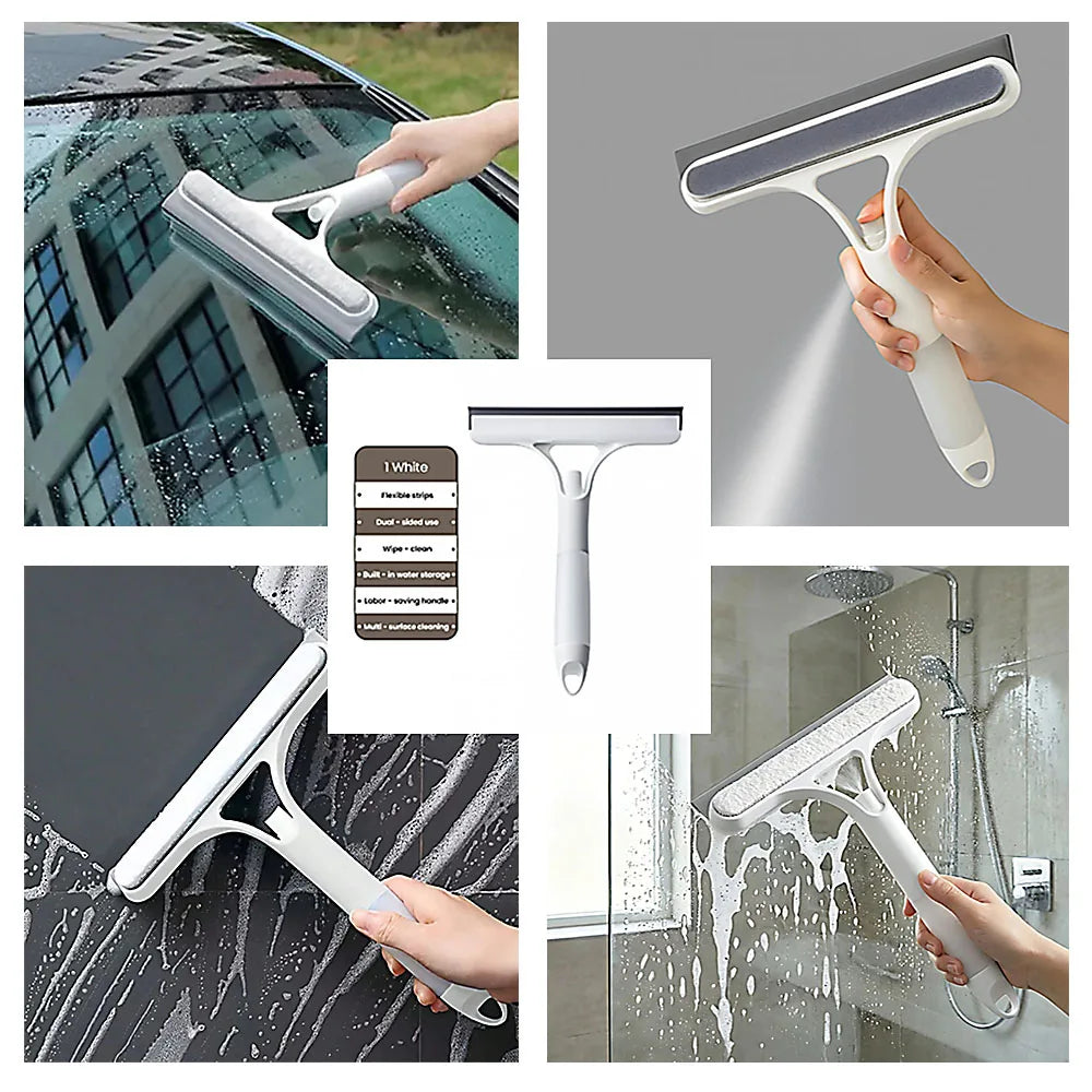 3-in-1 multifunctional glass wiper with spray bottle to clean the floor and scrub household car cleaning tools.
