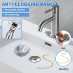 Universal 304 Stainless Steel Bathroom Sink Drain Stopper Pop-Up Hair Catcher Filter Anti-odor Anti-Clog Basin Plug
