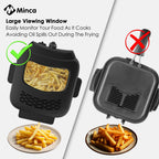 M Minca 2.5L Deep Fryer, 1500W Non-Stick Electric Fryer with Temperature Control, Detachable Lid & Odor Filter, Removable Frying Basket, Non-Slip Base, Easy to Clean, Ideal for Small Families