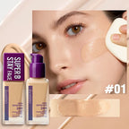 Full Coverage Liquid Foundation, Long-Lasting Oil-Control Matte Primer, Smooth and Non-Caking, Conceals Blemishes and Spots