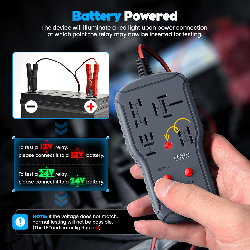 OBDResource 12V/24V Automotive Relay Tester 4PIN 5PIN Super Relay Tester Diagnostic Tool Professional Battery Voltage Detector