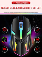 2026 hot F1 Wired 3-Button Mouse Colorful Lighting Game And Office Suitable For Microsoft Windows and Apple IOS system explosion