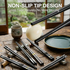 Black Alloy Chopsticks 5-Piece Set, Reusable Durable Kitchen Tableware