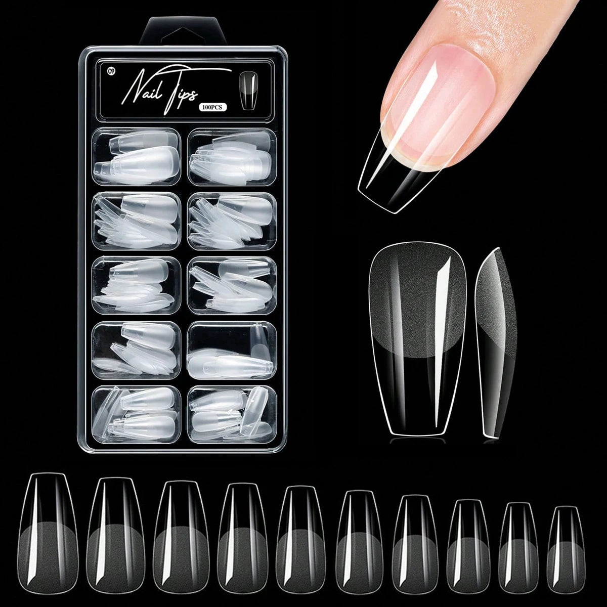 100/320/600Pcs Short Almond Nail Tips Soft Gel Nail Tips Full Cover False Nail Tips For Acrylic Nails  Salon Home Press On Nails