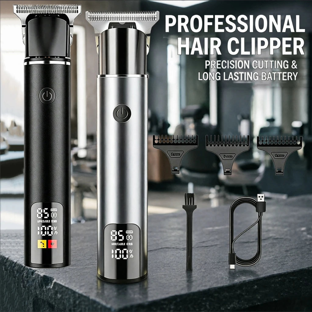 Cordless Hair Clipper with LED Display, Rechargeable Electric Trimmer for Men, USB Charging Beard Trimmer,Professional Barber & Home Use