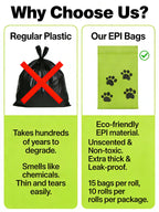 Eco-Friendly Dog Poop Bags Leak-Proof Extra Thick EPI Material Unscented Pet Waste Bags for Dog Walking Outdoor