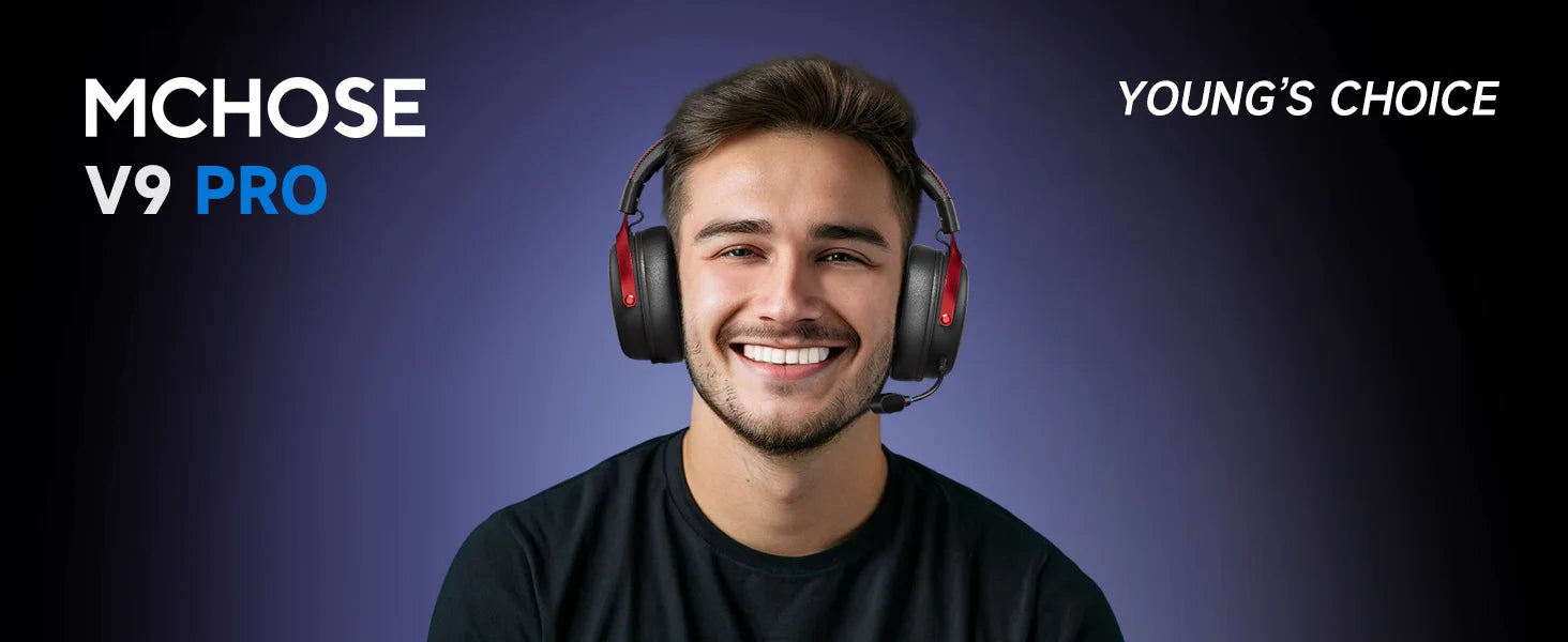 MCHOSE V9 Pro Wireless Gaming Headset 7.1Surround Sound Headphones Noise Canceling Mic Low Latency Lightweight for PS5 PC SWITCH