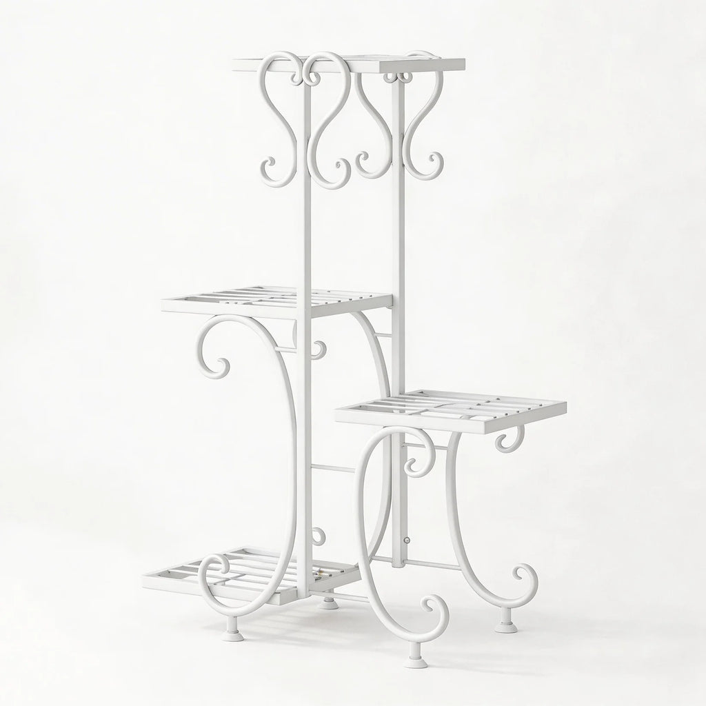4 Tier Corner Plant Stand Metal Flower Pot Shelf Indoor Outdoor Plant Rack Space Saving Vertical Plant Shelf for Living Room Balcony Patio Garden