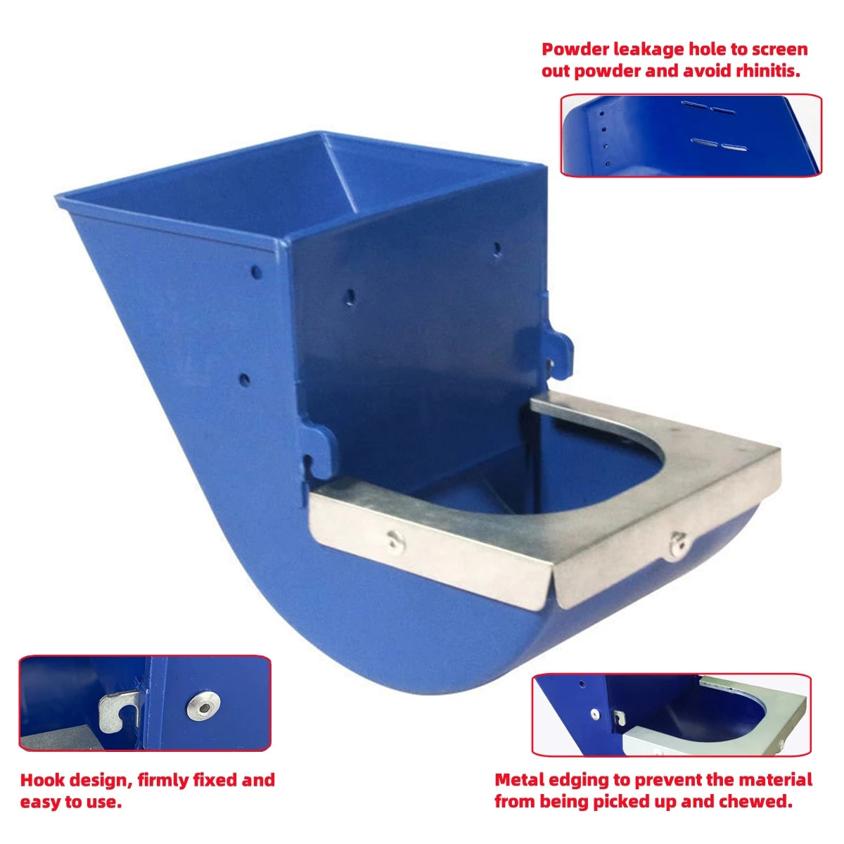 Blue Rabbit Feed Box Hopper Rabbit Cage Hanging Feed Trough Hamster Bunny Guinea Pig Eating Drinking Bowl Livestock Supplies 1Pc